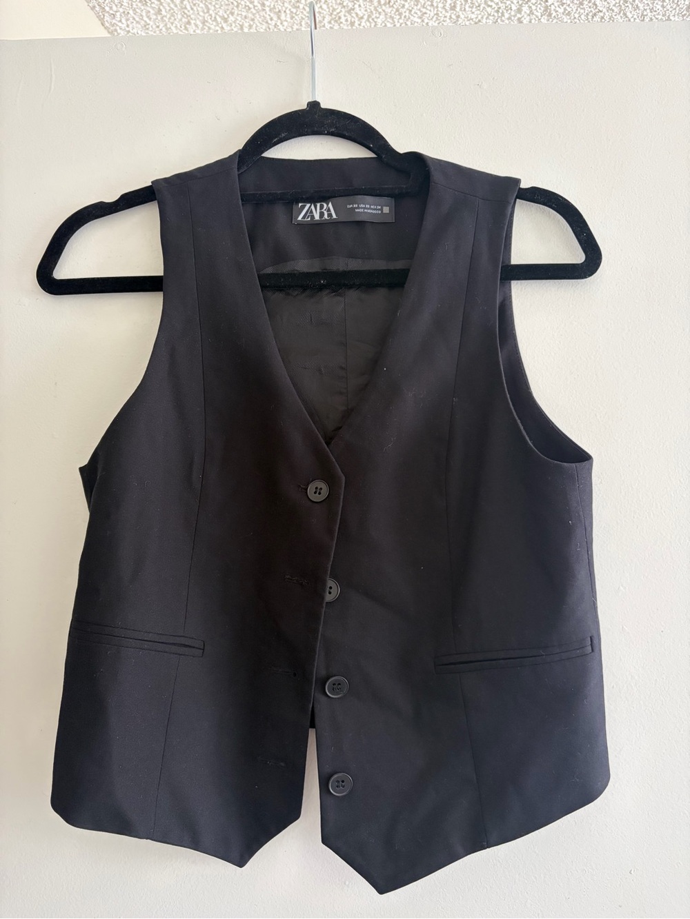 ZARA Black Tailored Button Vest